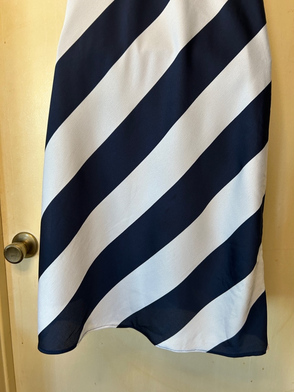 Banana Republic Navy and White Diagonal Stripe Slip Dress with Faux Wrap size 0 - Picture 9 of 11
